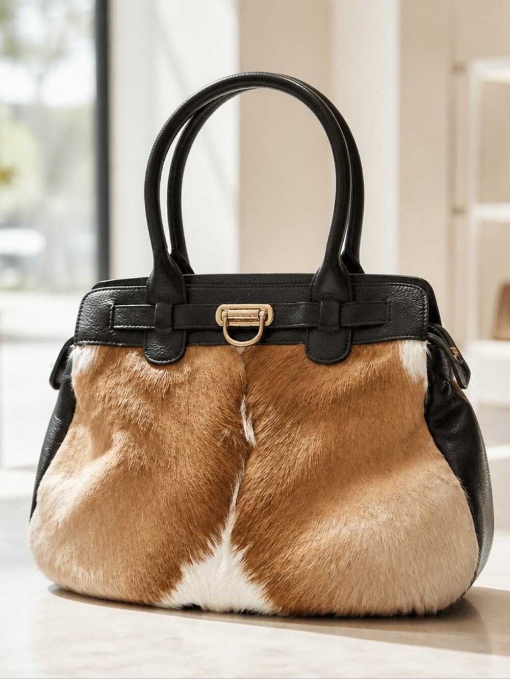 Diane Gail African Springbok Antelope Fur Tote Shoulder Bag